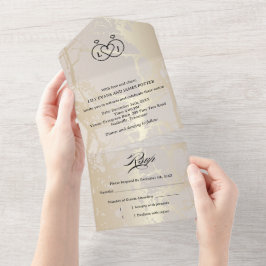 Gold Elegant Luxury Marble Abstract Wedding オールインワン招待状