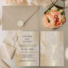 Gold Elegant Luxury Marble Abstract Wedding 招待状