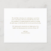 Gold Elegant Monogram Wedding Thank You Card (裏面)