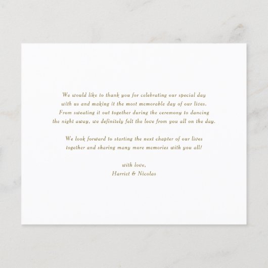 Gold Elegant Monogram Wedding Thank You Card (裏面)