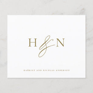 Gold Elegant Monogram Wedding Thank You Card