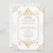 Gold Elegant Ornament Vintage Islamic Wedding 招待状 (正面)