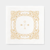 Gold elegant ornate vintage wedding monogram 箔ナプキン (正面)