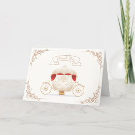 Gold Elegant Princess Carriage Baby Shower サンキューカード