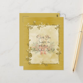 Gold Elegant Sparkly Frame Save the Date ポストカード