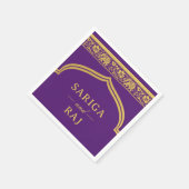 Gold Elephant & Lotus Flower Mundap Arch Wedding スタンダードカクテルナプキン (角)