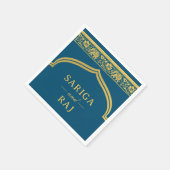 Gold Elephant & Lotus Flower Mundap Arch Wedding スタンダードカクテルナプキン (角)