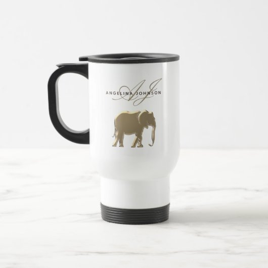 Gold Elephant Travel Mug Personalized トラベルマグ (左)