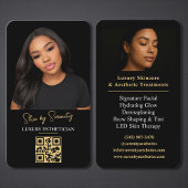 Gold Esthetician QR Code Luxury Black Beauty 名刺