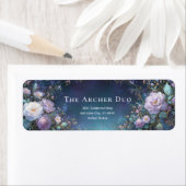 Gold Etched Lavender Midnight Teal Botanical ラベル (インサイチュ)