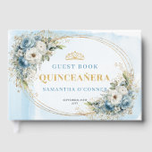 Gold Eucalyptus Boho Guest Book Pastel Blue Quince ゲストブック (正面)