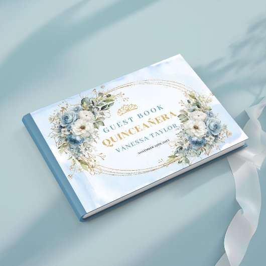 Gold Eucalyptus Boho Guest Book Pastel Blue Quince ゲストブック
