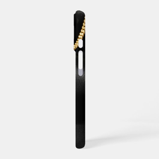 Gold Evil Eye Necklace on Black Silk Fabric iPhone 16ケース (左側面)