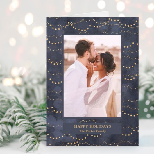 Gold Fairy Lights | Elegant One Photo シーズンカード