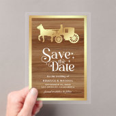 Gold Fairytale Carriage Wedding Save the Date アクリル招待状 (インサイチュ (ポータブル))