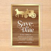 Gold Fairytale Carriage Wedding Save the Date アクリル招待状 (正面)