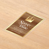 Gold Fairytale Castle Wedding Save the Date アクリル招待状 (レイダウン)