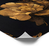 Gold Farmhouse rooster on black.  ポスター (角)