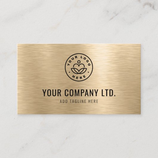 Gold Faux Brushed Metal Professional QR Code 名刺 (正面)