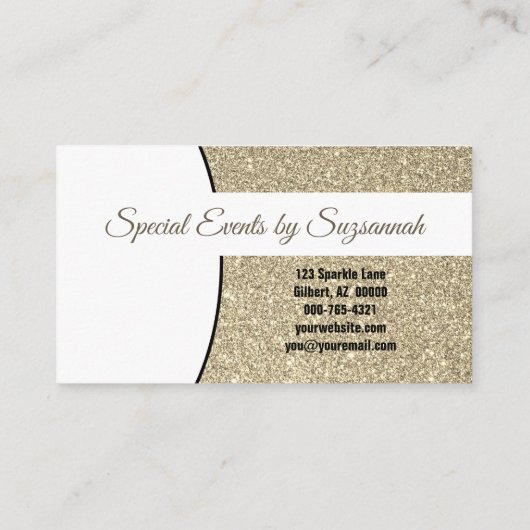 Gold Faux Glitter Custom Professional Head Shot 名刺 (裏面)