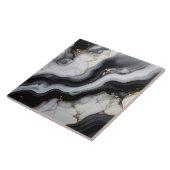 Gold Faux Glitter Veined B&W Marble ID1180a タイル (側面)