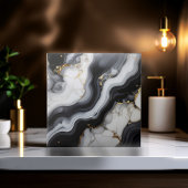 Gold Faux Glitter Veined B&W Marble ID1180a タイル