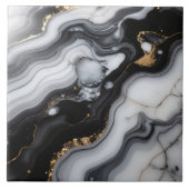 Gold Faux Glitter Veined B&W Marble ID1180b タイル (正面)