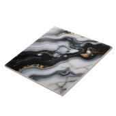 Gold Faux Glitter Veined B&W Marble ID1180b タイル (側面)