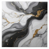 Gold Faux Glitter Veined B&W Marble ID1180c タイル (正面)