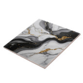 Gold Faux Glitter Veined B&W Marble ID1180c タイル (側面)