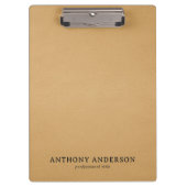 Gold Faux Leather Texture Design クリップボード (正面)