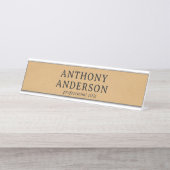 Gold Faux Leather Texture Design デスクネームプレート (正面)
