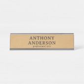 Gold Faux Leather Texture Design デスクネームプレート (正面)