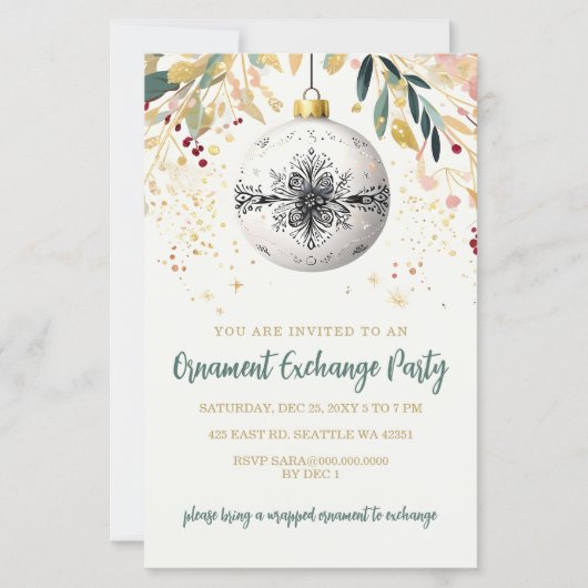 Gold Festive Ornament Exchange Christmas Party (正面)