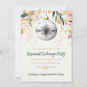 Gold Festive Ornament Exchange Christmas Party 招待状 (正面)