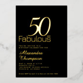 Gold Fifty and Fabulous 50th Birthday Party 箔招待状 (正面)