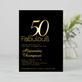 Gold Fifty and Fabulous 50th Birthday Party 箔招待状 (立ち正面)