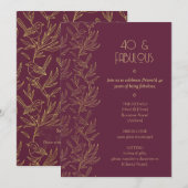 Gold Filigree Art Deco | Fairy Wren 40th Birthday 招待状 (正面/裏面)