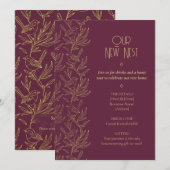 Gold Filigree Art Deco | Fairy Wren Housewarming 招待状 (正面/裏面)