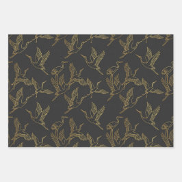 Gold Filigree Art Deco | Heirloom Birds Set of ラッピングペーパーシート