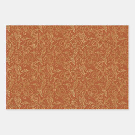 Gold Filigree Art Deco | Metropolitan Birds Set of ラッピングペーパーシート