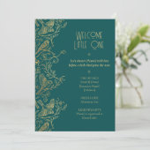 Gold Filigree Art Deco | Sparrow Baby Shower 招待状 (スタンド正面)