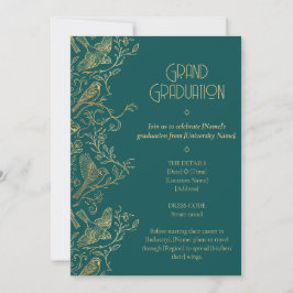 Gold Filigree Art Deco | Sparrow Graduation 招待状