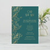 Gold Filigree Art Deco | Sparrow Housewarming 招待状 (スタンド正面)