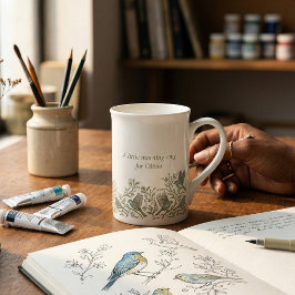 Gold Filigree Art Deco | Sparrow Morning Song ボーンチャイナマグカップ