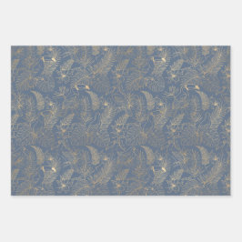 Gold Filigree Art Deco | Toucan Estate Grey Set of ラッピングペーパーシート