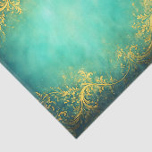 Gold Filigree, Teal Background EZ7 Decoupage 薄葉紙 (詳細)