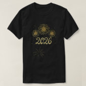 Gold Fireworks 2026 New Year Design Tシャツ (デザイン正面)