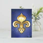 Gold Fleur de Lis on Blue 招待状 (スタンド正面)