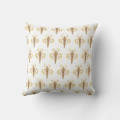 Gold Fleur-de-Lis Pattern Poly Velvet Pillow クッション (裏面)